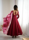 Jf 029 Crunchy Silk With Embroidery Sequence Work Anarkali Dress